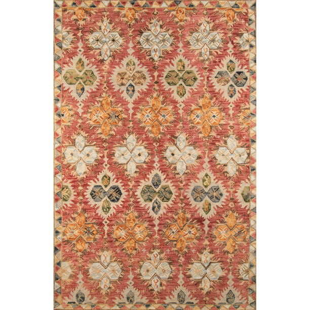 Damask 9' X 12' Feet Red Color Hand Tufted Modern Style 100% Wool Area Rug /Carpet 